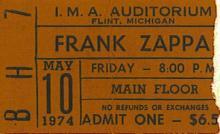 Frank Zappa show ticket_BH7 Flint - IMA_Auditorium